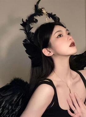 万圣节发箍暗黑系天使精