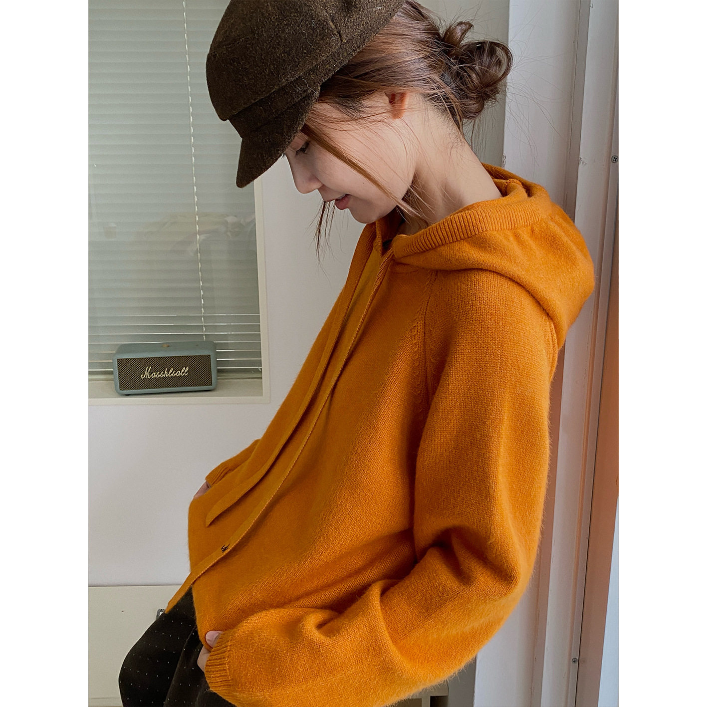 韩版秋季休闲甜美漂亮宽抽绳连帽针织衫百搭宽松显瘦套头衫ZEZ,淘宝优惠券,粉丝福利购,淘宝优惠卷