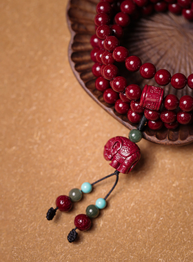 大辰珠宝高含量朱砂紫金砂多圈手串原创设计108珠佛珠念珠手链女