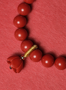 湘西高含量朱砂红砂手串国风民族风吊莲蓬提溜龙年本命年女士礼物