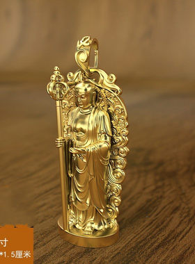 立体地藏王菩萨吊坠925纯银站立菩萨浮雕项链男佛像银饰摆件