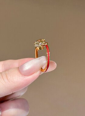 999银红绳小马戒指女高级感轻奢时尚气质开口食指戒指环2026新款