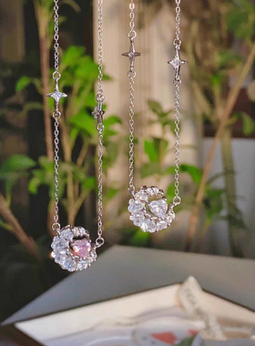 小众轻奢项链女款粉色爱心