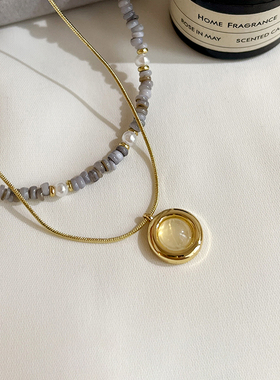 双层叠戴串珠项链女新款