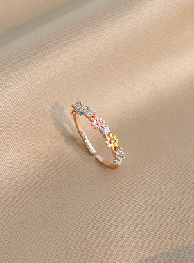 jotk可爱甜美花朵戒指开口可调节