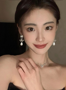 蝴蝶结珍珠款螺旋耳夹韩系少女