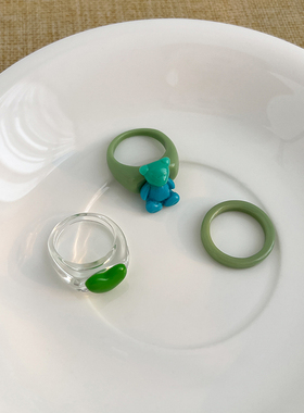 可爱小熊爱心戒指女小众设计