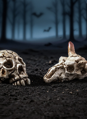 恐怖树脂骷髅头摆件复活节装饰