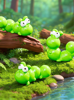 微景观手工萌趣毛毛虫树脂摆件