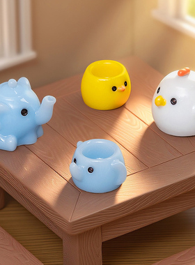 微景观手工卡通动物造型茶具摆件