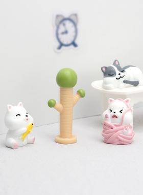 树脂小猫摆件可爱卡通客厅车载