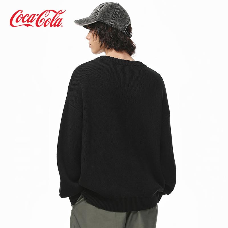 Coca-Cola可口可乐 榻榻米刺绣基础纯色简约针织衫休闲圆领毛衣