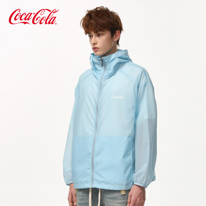 Coca-Cola/可口可乐UPF50+防晒衣男轻薄透气帽檐高领连帽防晒外套,淘宝优惠券,粉丝福利购,淘宝优惠卷