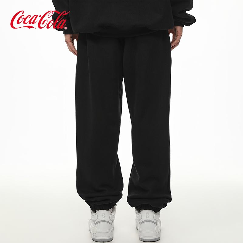 Coca-Cola可口可乐 纯色刺绣章仔卫裤宽松休闲束脚运动裤男女
