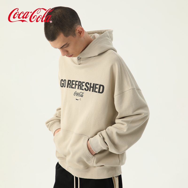 Coca-Cola/可口可乐 连帽卫衣纽扣秋冬款情侣衣服外套 男女同款 - 图1