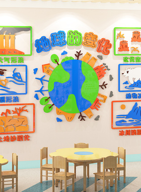 幼儿园墙面装饰环创主题墙成品立体神器保护环境地球文化墙贴小学