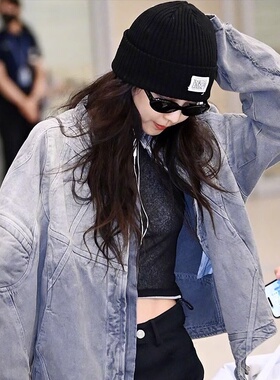 jennie金智妮同款黑色针织帽