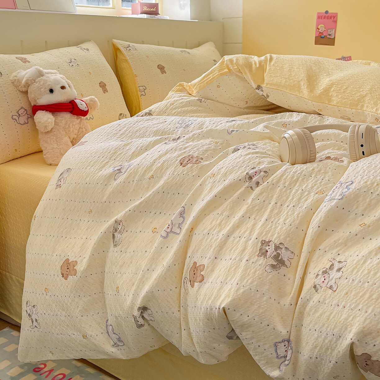 良品本色2026新款A类高品质高克重泡泡纱小清新四件套