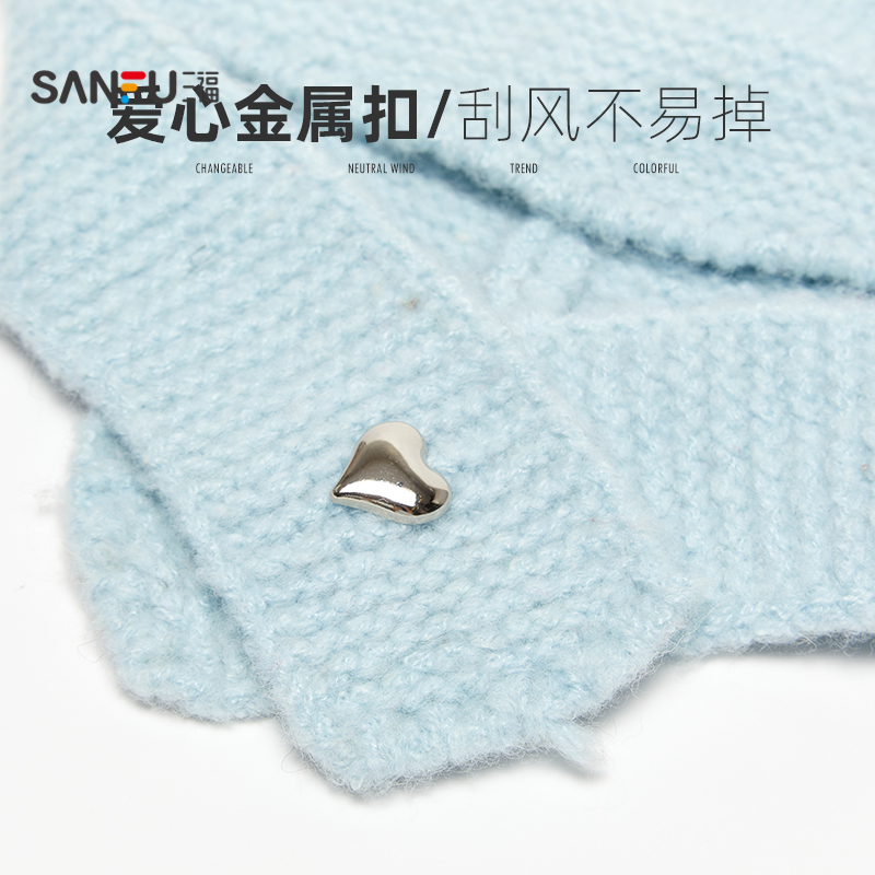 三福韩系甜美小熊西瓜帽新款可爱萌趣易搭配饰柔软针织帽 837443 - 图1