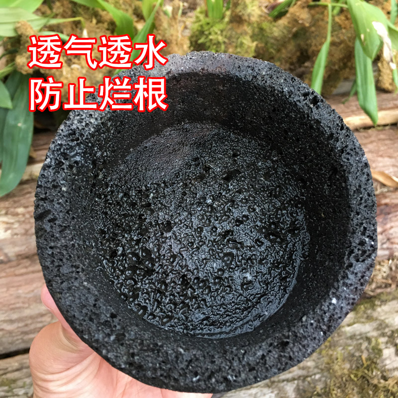 火山石花盆透气吸水石简约复古圆盆多肉玉露菖蒲绿植盆栽专用花盆-图0