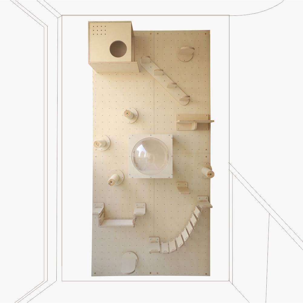 PurrKnave朋内定制实木猫爬架墙壁式阳台洞洞板猫墙太空舱猫跳台,淘宝优惠券,粉丝福利购,淘宝优惠卷