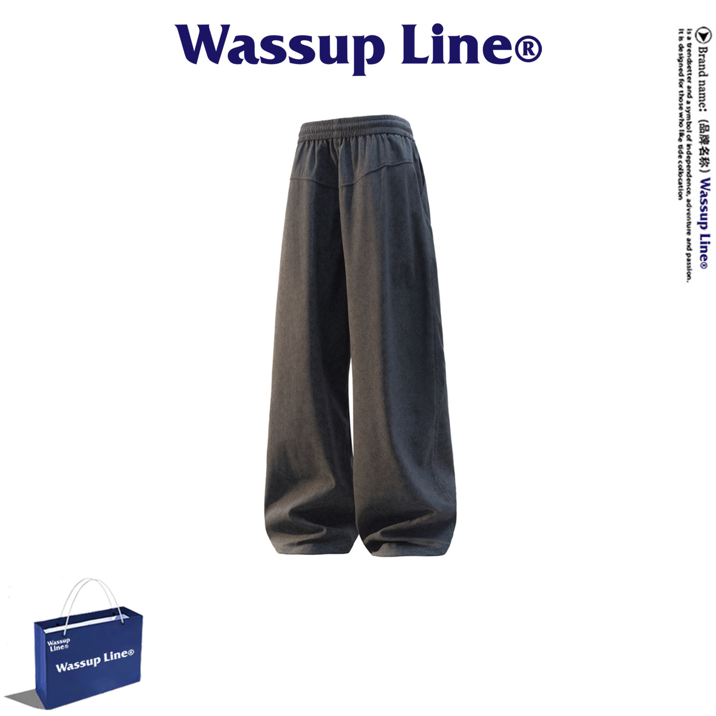 WASSUP Line潮牌美式复古风直筒休闲裤男春秋季新款宽松工装裤,淘宝优惠券,粉丝福利购,淘宝优惠卷