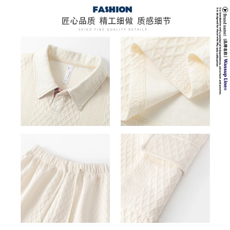 WASSUP Line潮牌美式套装男款短袖POLO衫短裤夏季薄款宽松两件套,淘宝优惠券,粉丝福利购,淘宝优惠卷