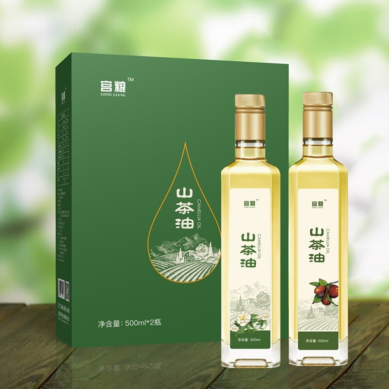 宫粮初榨山茶橄榄油礼盒500ml*2家庭装植物油食用油节日福利礼品-图1