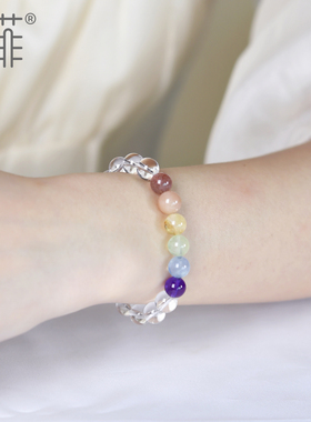 普陀山【多宝圆满】天然白水晶多宝手链女紫黄水晶海蓝宝草莓晶珠