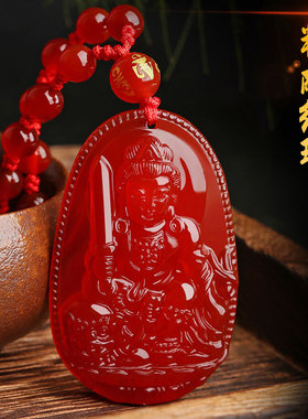 佛红玛瑙吊坠普陀山天然普贤菩萨大日挂件龙年十二生肖如来本命