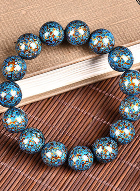 普陀山螺钿贝壳大漆佛珠非遗珠满工艺手链礼品犀皮国风满女士手串