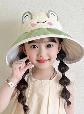 儿童防晒帽子大檐夏季女童防紫外线空顶遮阳帽男童薄款宝宝太阳帽