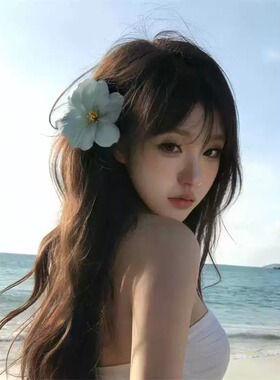浅蓝色郁金香发夹夏天海岛度假花朵侧边夹发卡海边氛围感拍照头饰