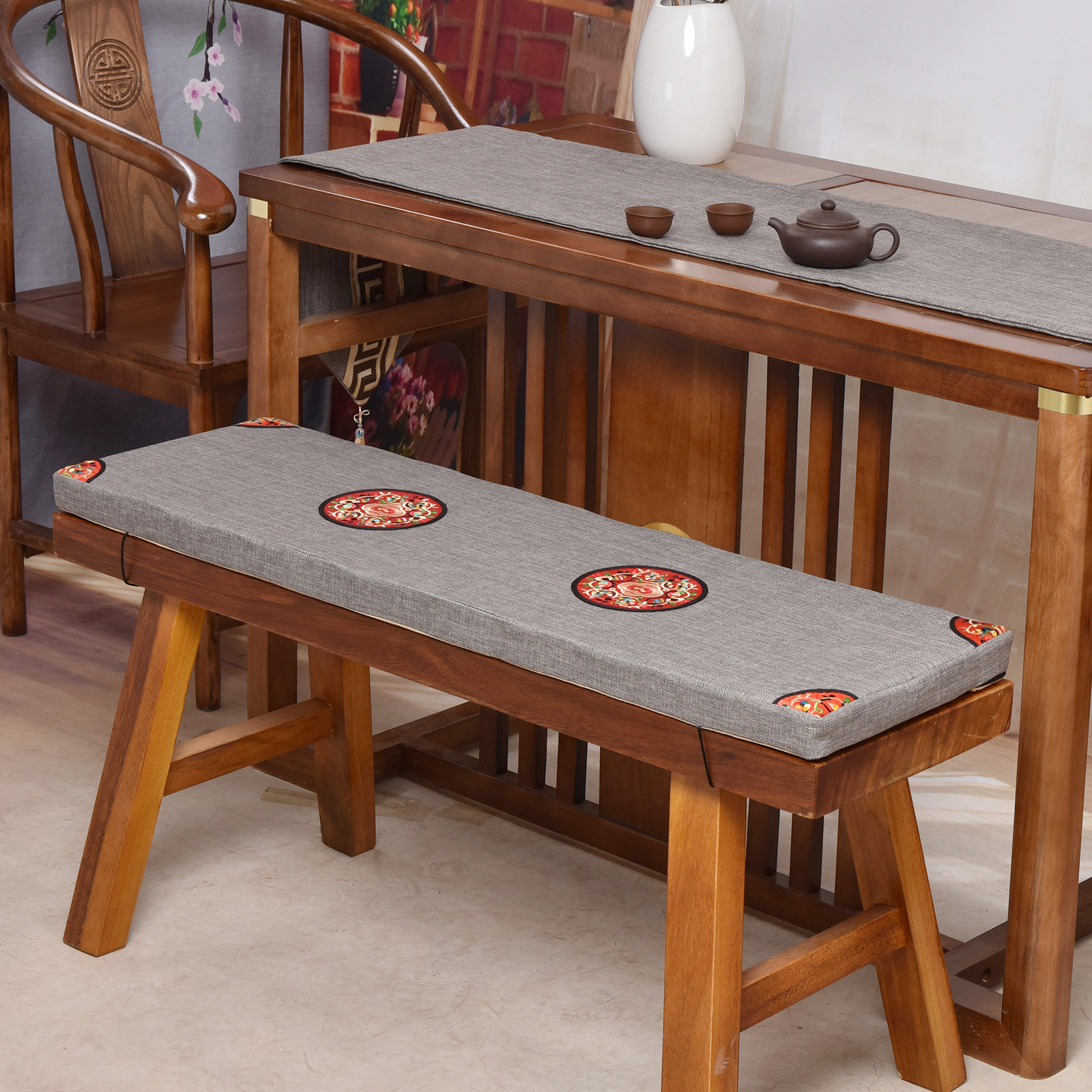 长条凳坐垫新中式红木长凳海绵垫换鞋凳沙发卡座垫定制防滑可拆洗,淘宝优惠券,粉丝福利购,淘宝优惠卷