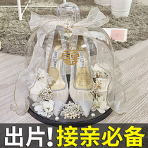Hidden Wedding Shoes God Instrumental Mesh Red Ferrule Wedding Shoes Box Wedding game Yongsheng Transparent Acrylic with lock Advanced Crystal