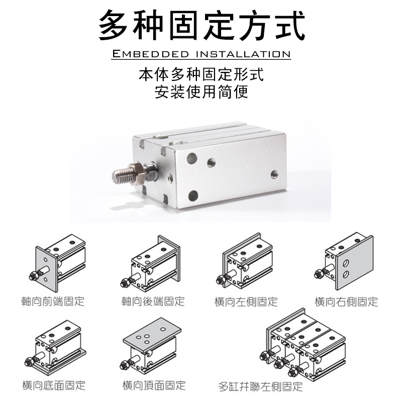 亚德客气动小型气缸MD6/10/16/20X5*10X15X20X25X30X35/40X45X50S-图0