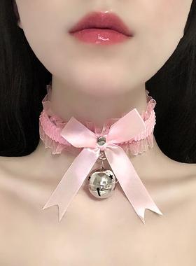 大铃铛脖圈项圈项链配饰可爱性感百搭三色cos扮演蕾丝丝带女