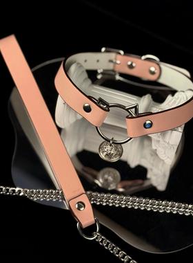 守护 猫咪项圈铃铛高级皮革puppy牵引绳小众设计K9