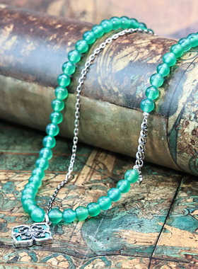 玉顺行敦煌溢彩S925银玉髓藻井项链