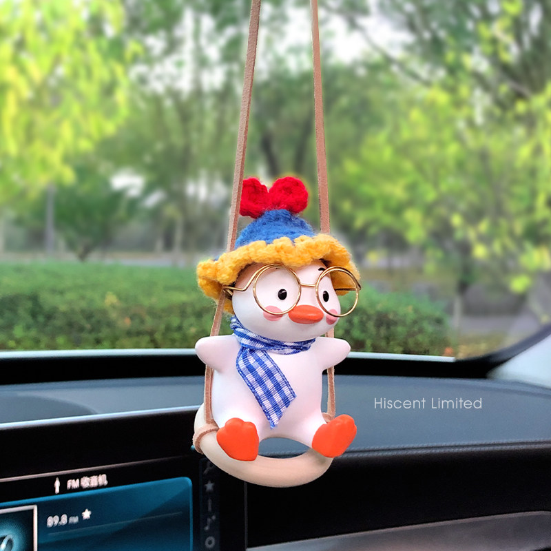 创意秋千鸭车载挂件香薰后视镜吊饰挂饰车内饰品摆件汽车装饰车挂,淘宝优惠券,粉丝福利购,淘宝优惠卷