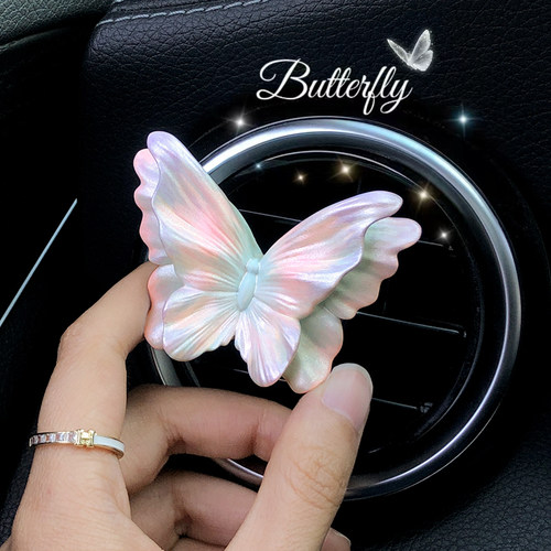 高级感蝴蝶出风口装饰车载香薰汽车香水香氛花朵扩香石车内饰摆件 - 图3