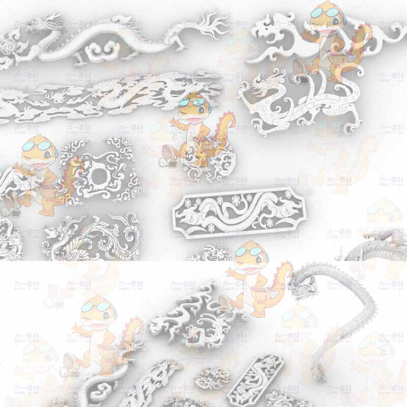 古代龙纹 花纹 纹样犀牛rhino/C4D/3Dmax/maya/zb雕刻模型素材 - 图2