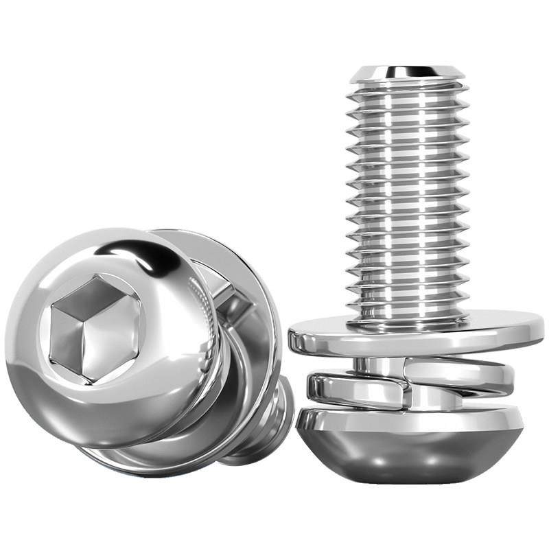 304不锈钢圆头/盘头内六角三组合螺丝带平弹垫片组合螺钉M4M5M6M8,淘宝优惠券,粉丝福利购,淘宝优惠卷