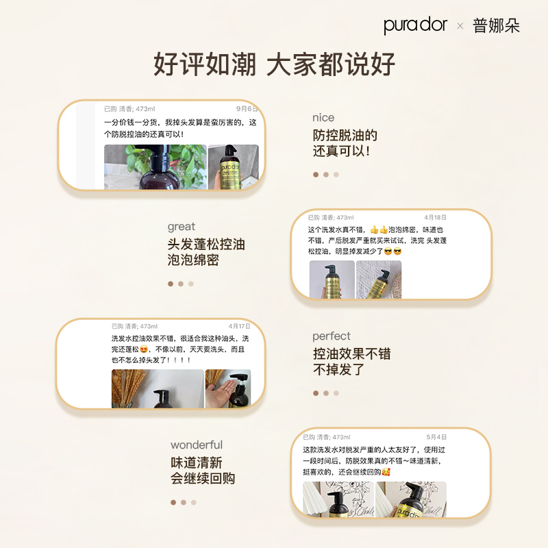 美国Purador普娜朵金标防脱洗发水+护发素套装丰盈蓬松无硅油