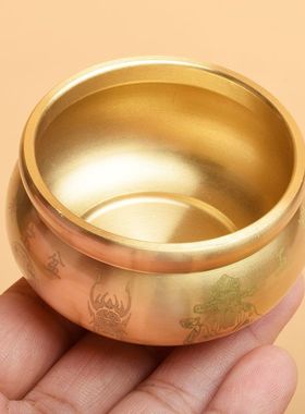 黄铜五路财神聚宝缸家用客厅办公室摆件开业聚财招财小礼品装饰品