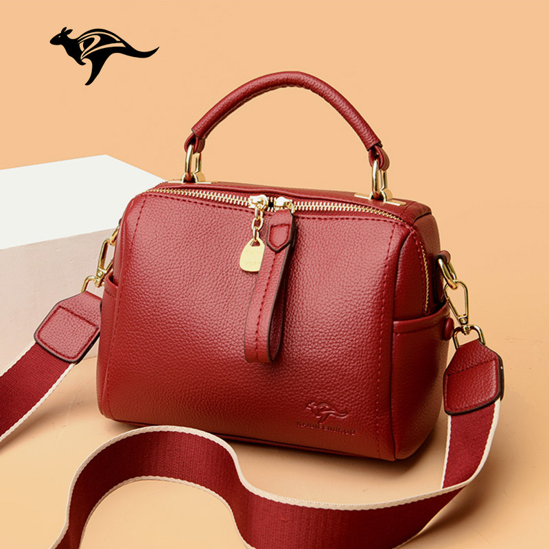 袋鼠真皮包包女包2025新款时尚妈妈斜挎包百搭女士单肩手提小方包,淘宝优惠券,粉丝福利购,淘宝优惠卷