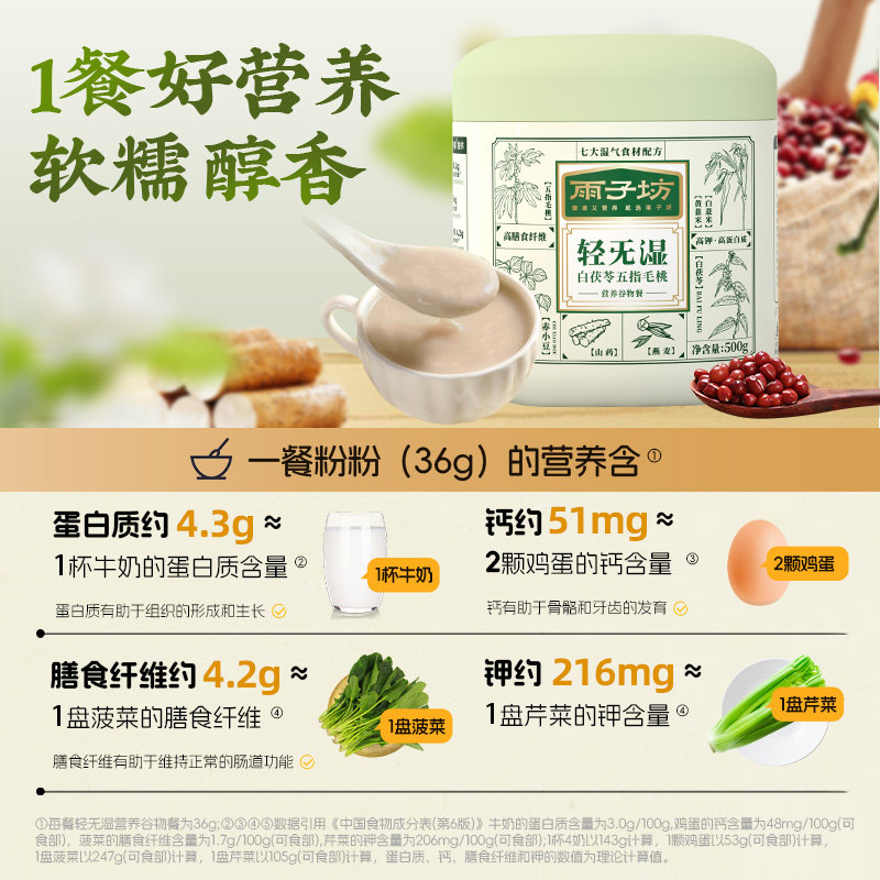 雨子坊轻湿白茯苓五指毛桃黄薏米谷物罐装早餐粉正品官方旗舰店,淘宝优惠券,粉丝福利购,淘宝优惠卷