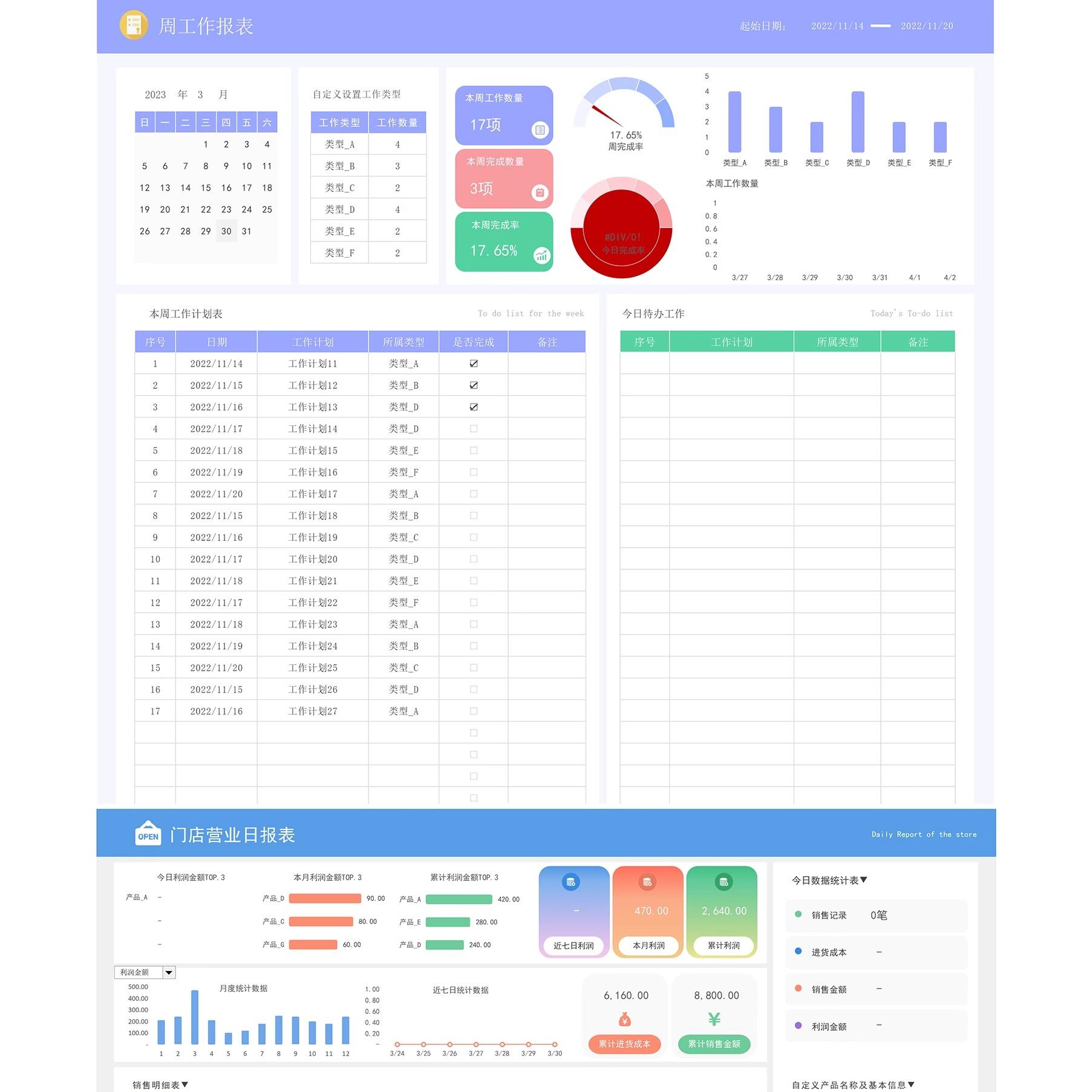 生产管理系统EXCEL表工厂车间生产制造计划管理图表分析统计资料