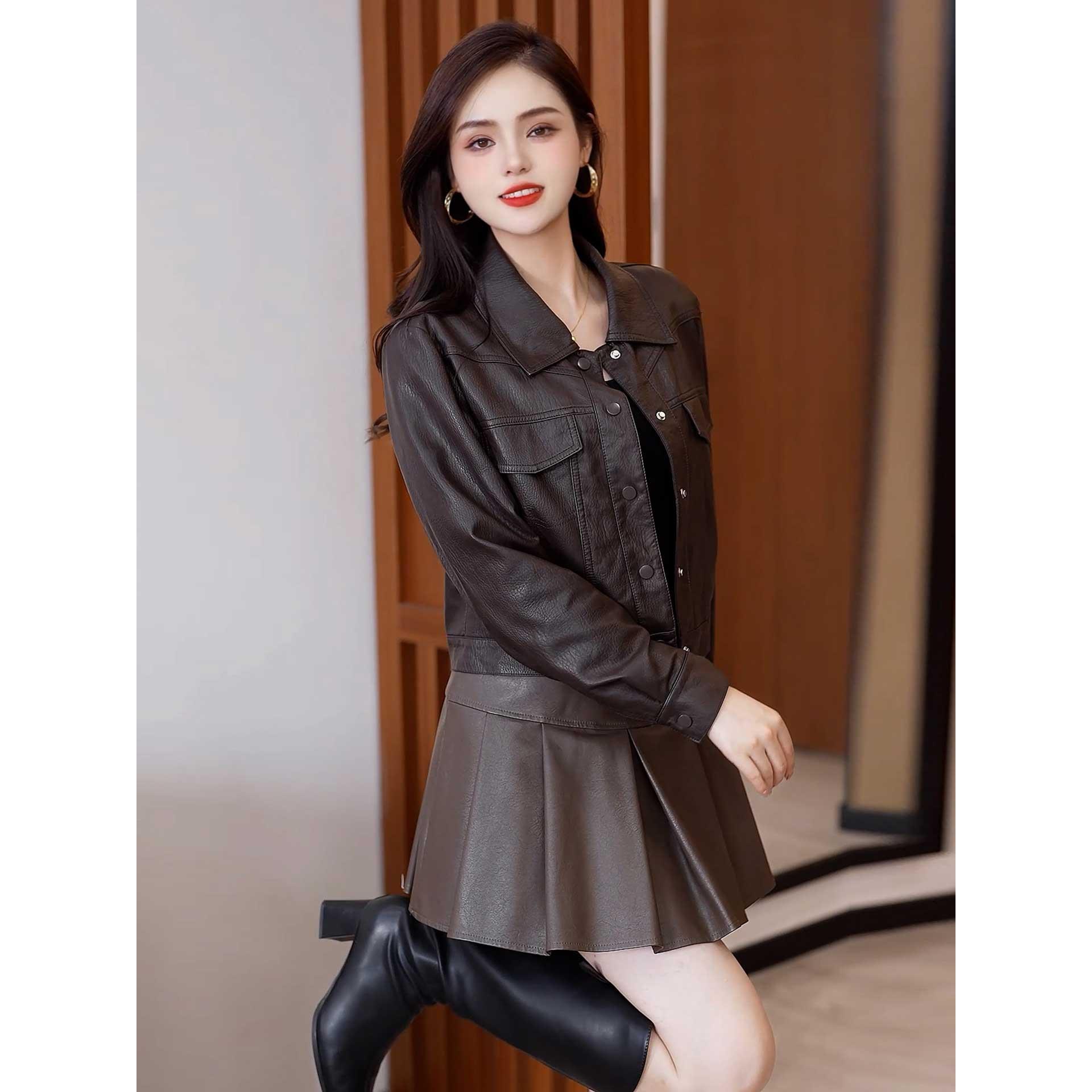 MONLOUVE巨好看的早秋外套女2025新款秋季皮衣今年流行爆款高级感 - 图1