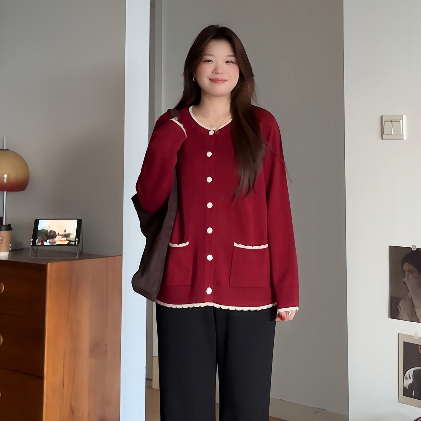 微胖的喵喵大码女装胖mm秋冬圆领小香风毛衣时尚百搭针织开衫3195,淘宝优惠券,粉丝福利购,淘宝优惠卷